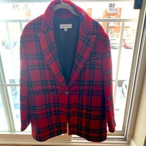 Something Navy Marley Plaid Blazer Red